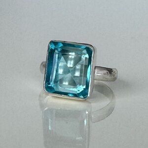 NWOT Sundance Beachside Window Ring, Blue Topaz, Sterling Silver
